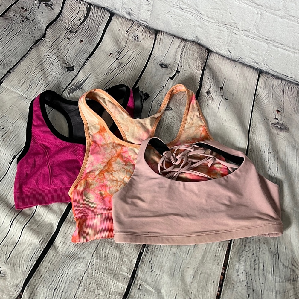 PINK Victoria's Secret and Onzie Sports Bras - Fuchsia, Peach, and Black